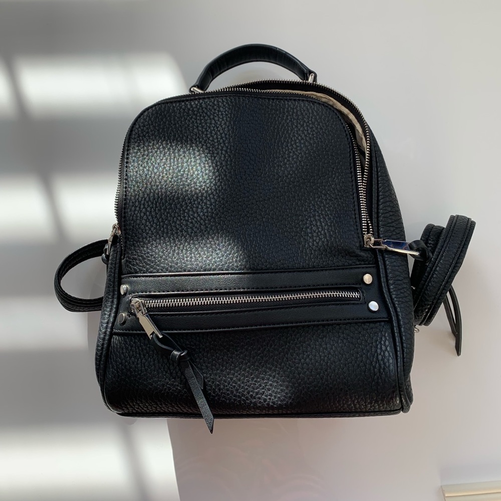 Black leather backpack